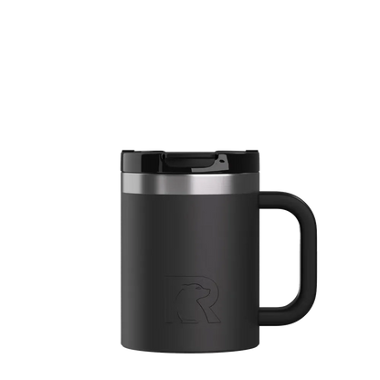 Front customization side of the RTIC Essential Coffee Mug 12 oz in Black 