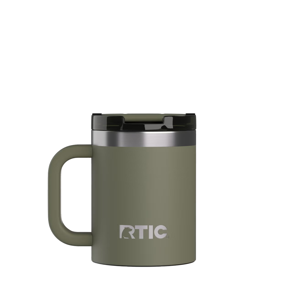 Back customization side of the RTIC Essential Coffee Mug 12 oz in Olive 