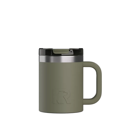 Front customization side of the RTIC Essential Coffee Mug 12 oz in Olive 