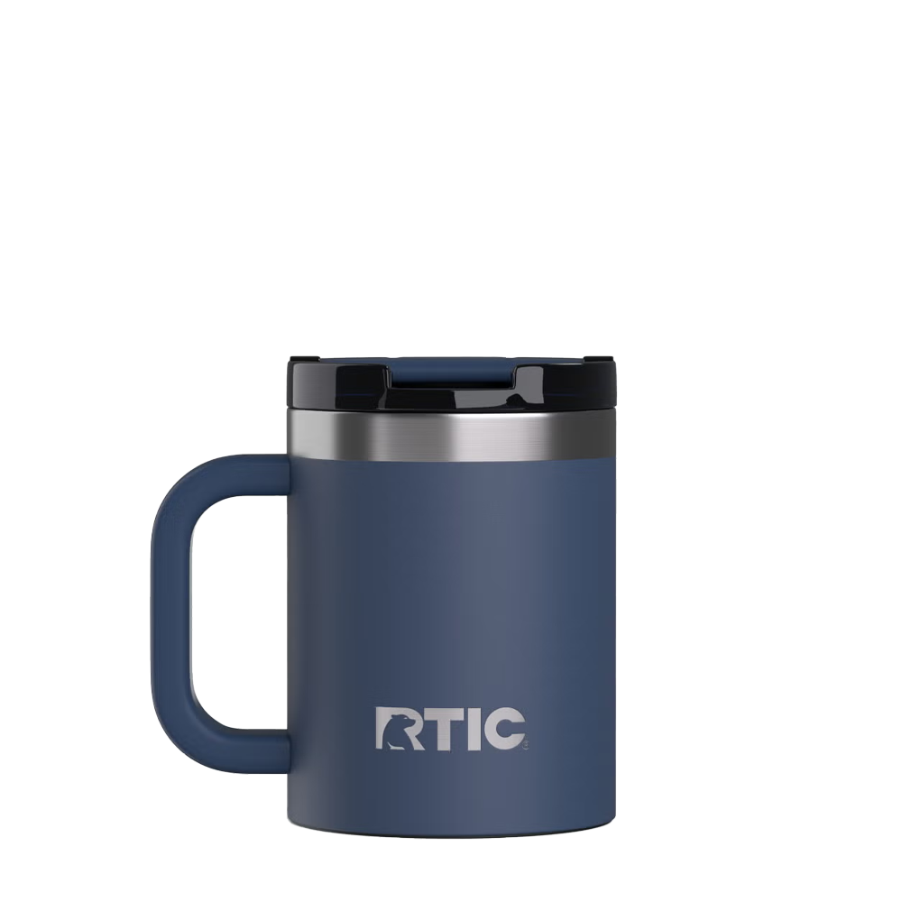 Back customization side of the RTIC Essential Coffee Mug 12 oz in Navy 