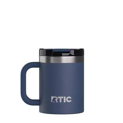 Back customization side of the RTIC Essential Coffee Mug 12 oz in Navy 
