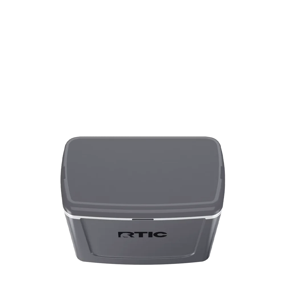 Lid customization side of the RTIC Road Trip Personal Cooler 16 qt in Dark Gray and Cool Gray 