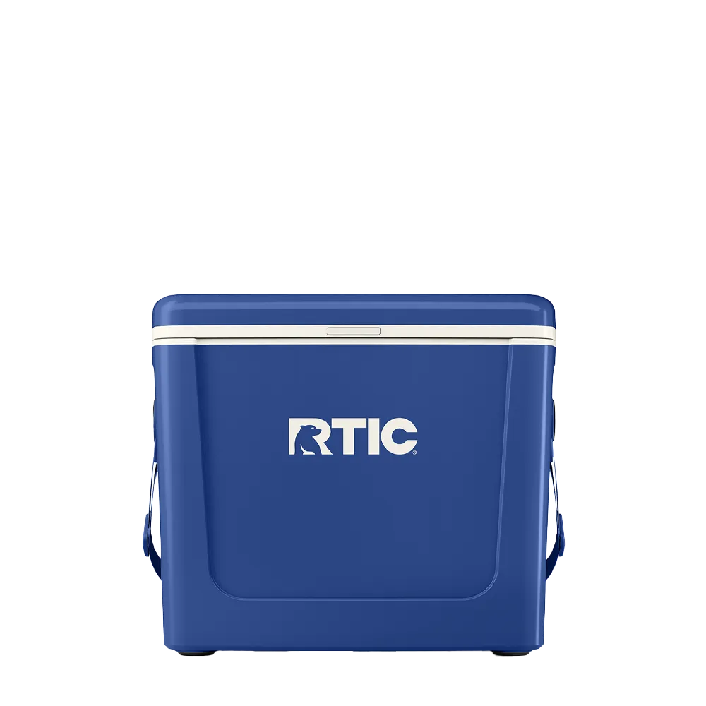 Front customization side of the RTIC Road Trip Personal Cooler 16 qt in Cobalt 