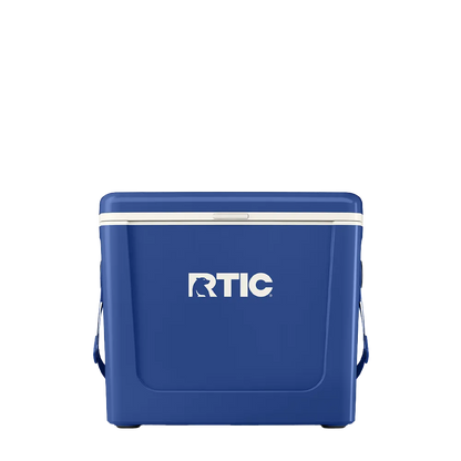 Front customization side of the RTIC Road Trip Personal Cooler 16 qt in Cobalt 