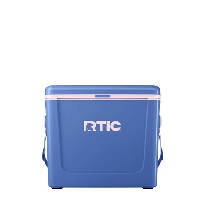 Front customization side of the RTIC Road Trip Personal Cooler 16 qt in Pond and Pale Pink 
