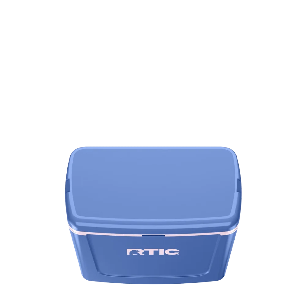 Lid customization side of the RTIC Road Trip Personal Cooler 16 qt in Pond and Pale Pink 