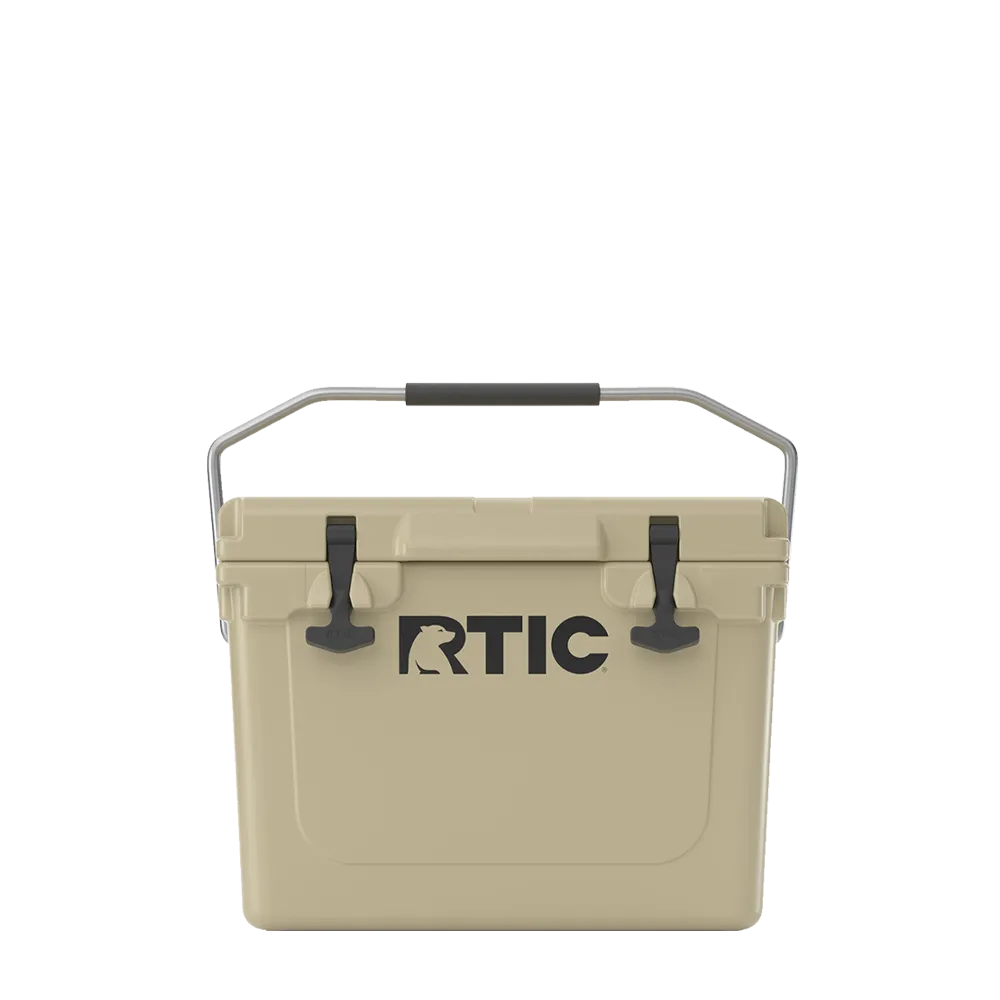 Front customization side of the RTIC Ultra-Tough Cooler 20 qt in Tan 