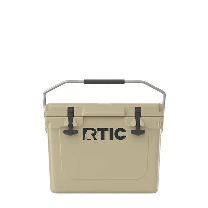 Front customization side of the RTIC Ultra-Tough Cooler 20 qt in Tan 