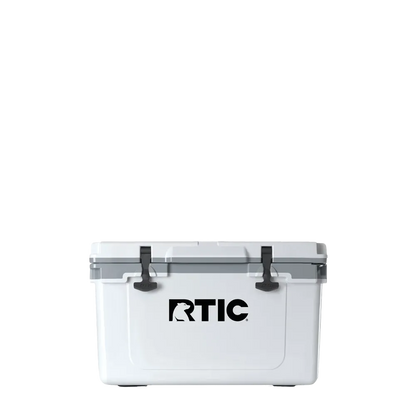 Front customization side of the RTIC Ultra Light Cooler 32 qt in White and Gray 