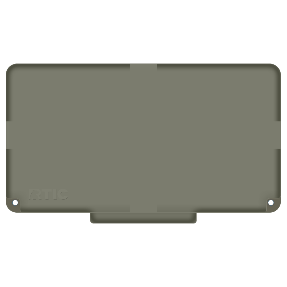 Lid customization side of the RTIC Ultra Light Cooler 32 qt in Olive and Pale Pink 
