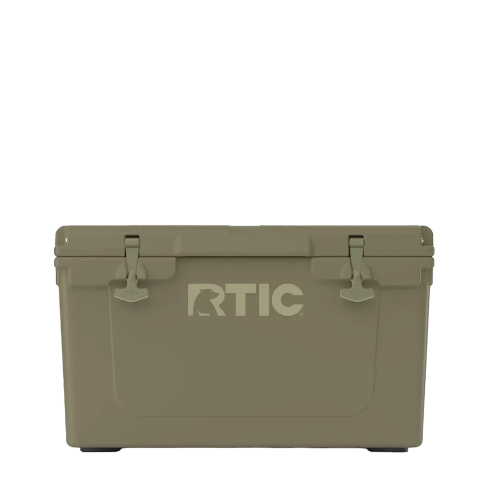 Front customization side of the RTIC Ultra-Tough Cooler 45 qt in Olive 