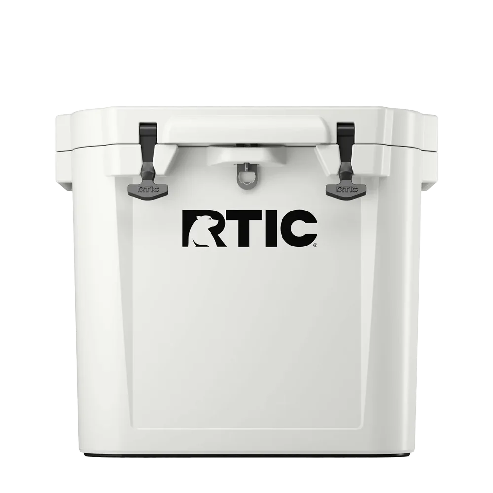 Front customization side of the RTIC Wheeled Ultra-Tough Cooler 45 qt in White 