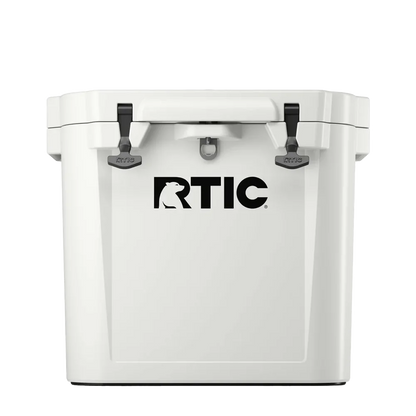 Front customization side of the RTIC Wheeled Ultra-Tough Cooler 45 qt in White 