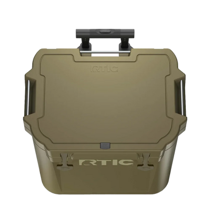 Lid customization side of the RTIC Wheeled Ultra-Tough Cooler 45 qt in Olive 