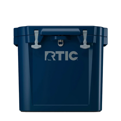 Front customization side of the RTIC Wheeled Ultra-Tough Cooler 45 qt in Navy 