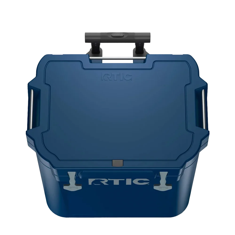 Lid customization side of the RTIC Wheeled Ultra-Tough Cooler 45 qt in Navy 