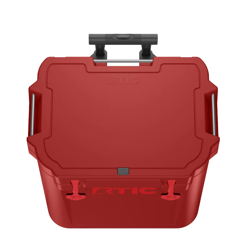 Lid customization side of the RTIC Wheeled Ultra-Tough Cooler 45 qt in Black Cherry 