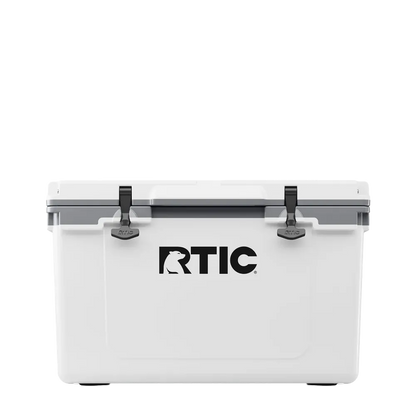 Front customization side of the RTIC Ultra Light Cooler 52 qt in White and Gray 