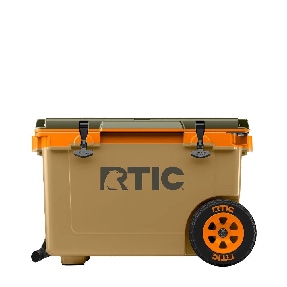 Front customization side of the RTIC Ultra Light Cooler with Wheels 52 qt in Trailblazer 