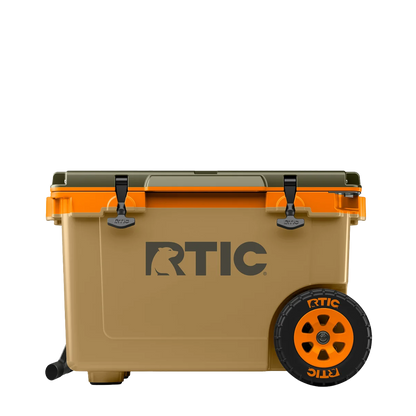 Front customization side of the RTIC Ultra Light Cooler with Wheels 52 qt in Trailblazer 