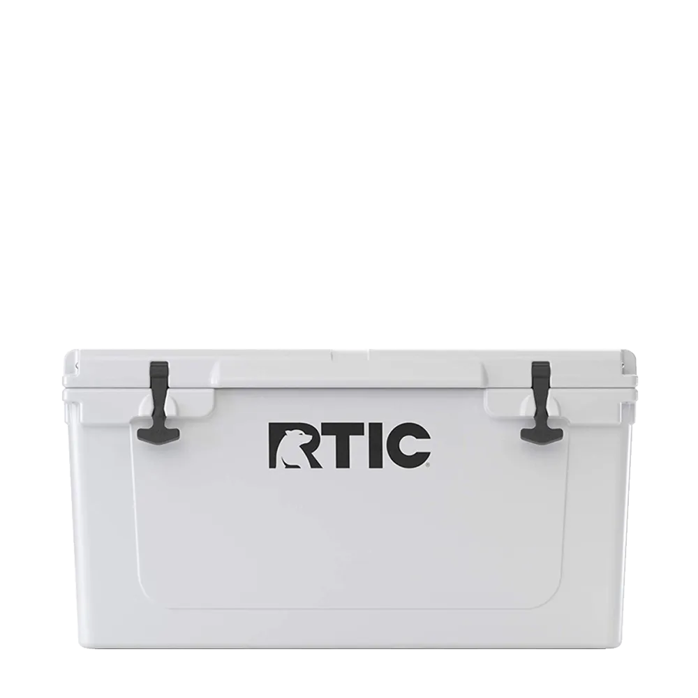 Front customization side of the RTIC Ultra-Tough Cooler 65 qt in White 