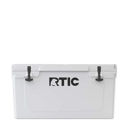 Front customization side of the RTIC Ultra-Tough Cooler 65 qt in White 