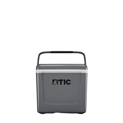 Front customization side of the RTIC Road Trip Personal Cooler 8 qt in Dark Gray and Cool Gray 