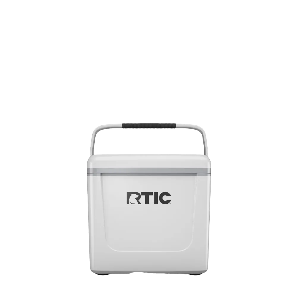 Front customization side of the RTIC Road Trip Personal Cooler 8 qt in White and Gray 