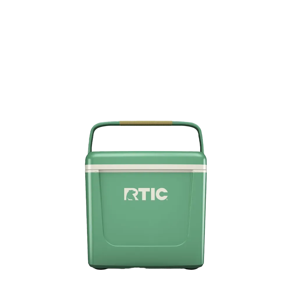 Front customization side of the RTIC Road Trip Personal Cooler 8 qt in Sage and Beach 