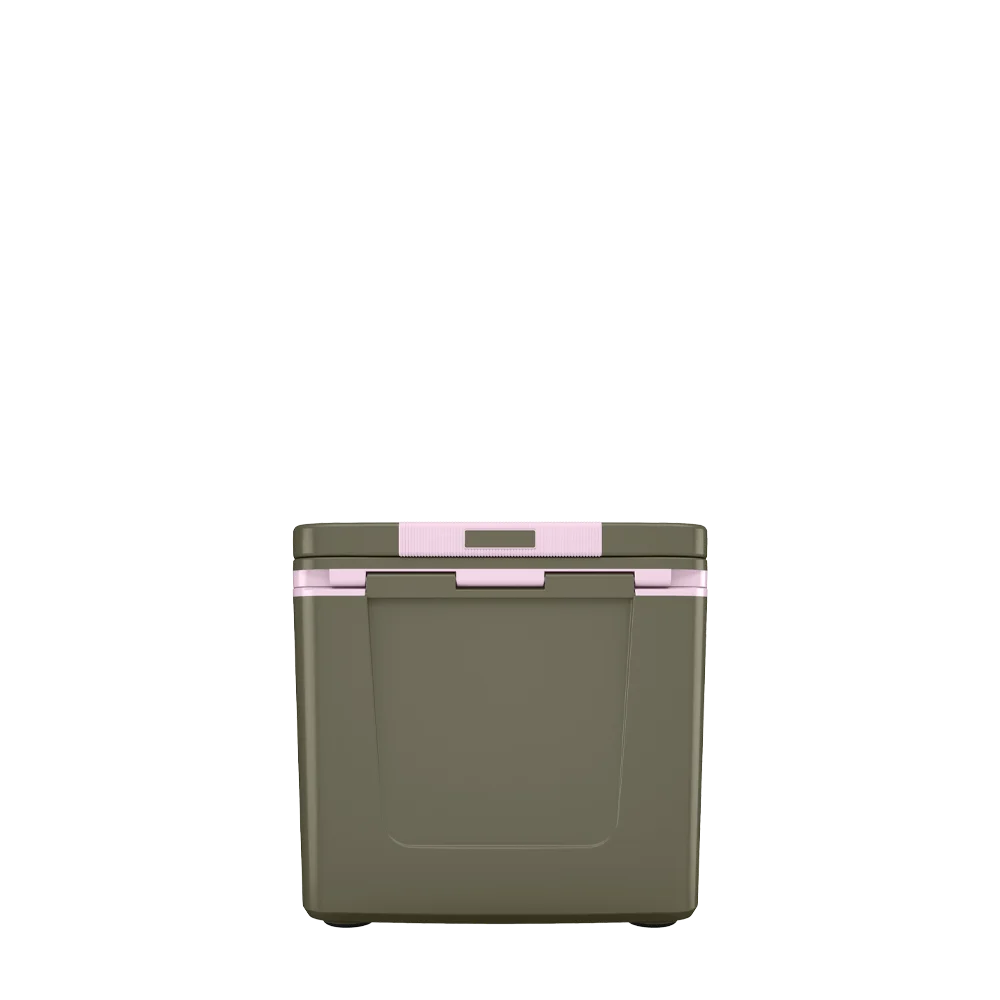 Back customization side of the RTIC Road Trip Personal Cooler 8 qt in Olive and Pale Pink 