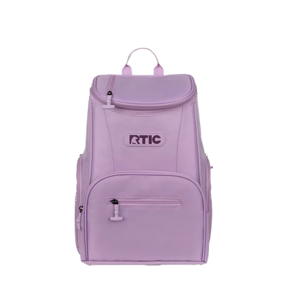 Front customization side of the RTIC Lightweight Backpack Cooler 15 Can in Lavender 