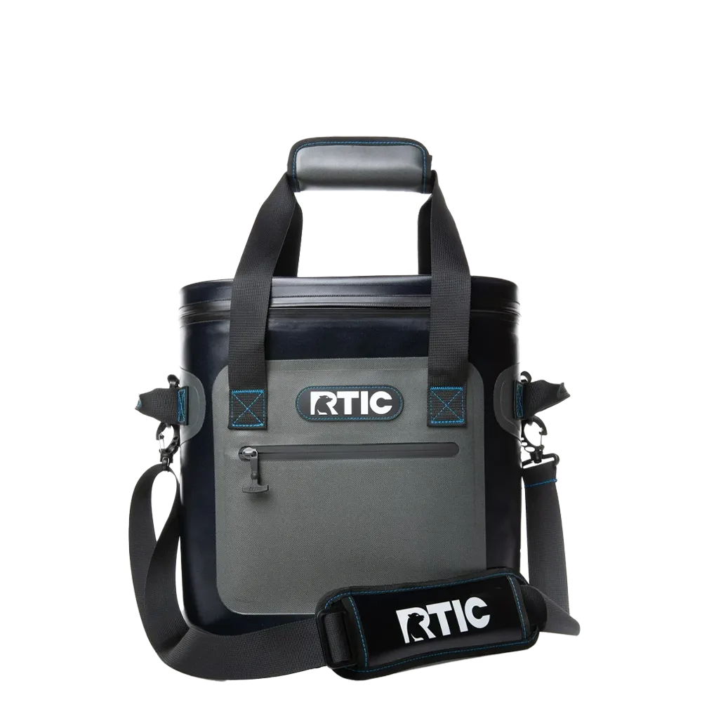 Front customization side of the RTIC Ultra-Tough Cooler 20 Can in Blue and Grey 