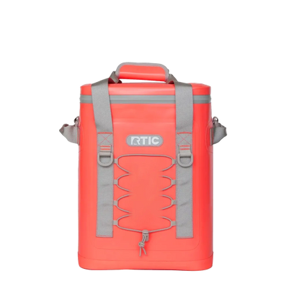 Front customization side of the RTIC Backpack Cooler 24 Can in Coral 