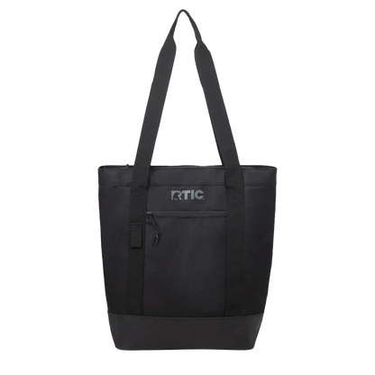 Front customization side of the RTIC Everyday Insulated Slim Tote Bag 24 Can in Black 