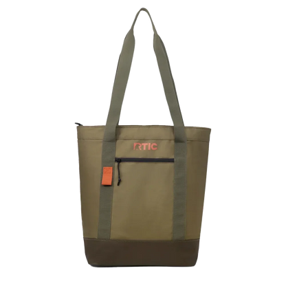 Front customization side of the RTIC Everyday Insulated Slim Tote Bag 24 Can in Olive 