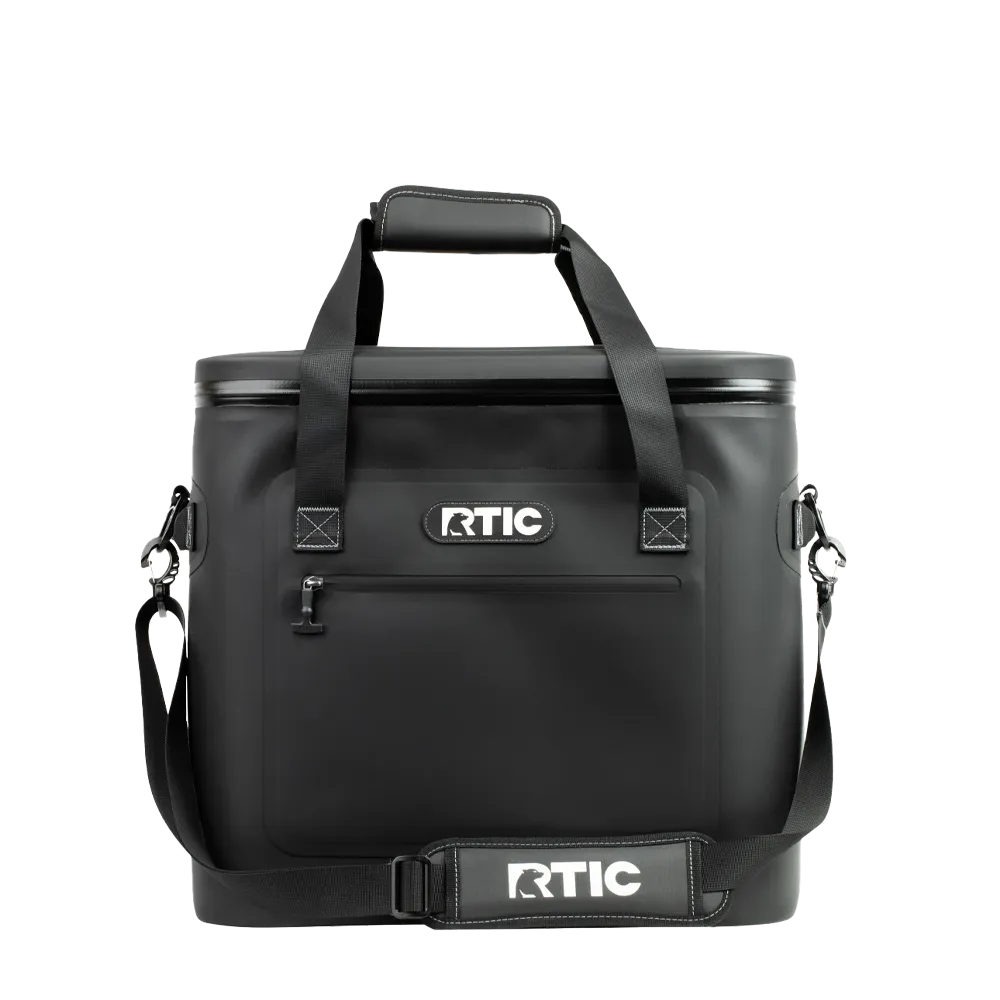 Front customization side of the RTIC Ultra Tough Soft Cooler 50 Can in Black 