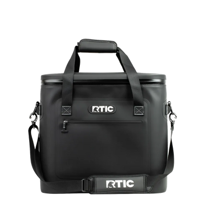 Front customization side of the RTIC Ultra Tough Soft Cooler 50 Can in Black 