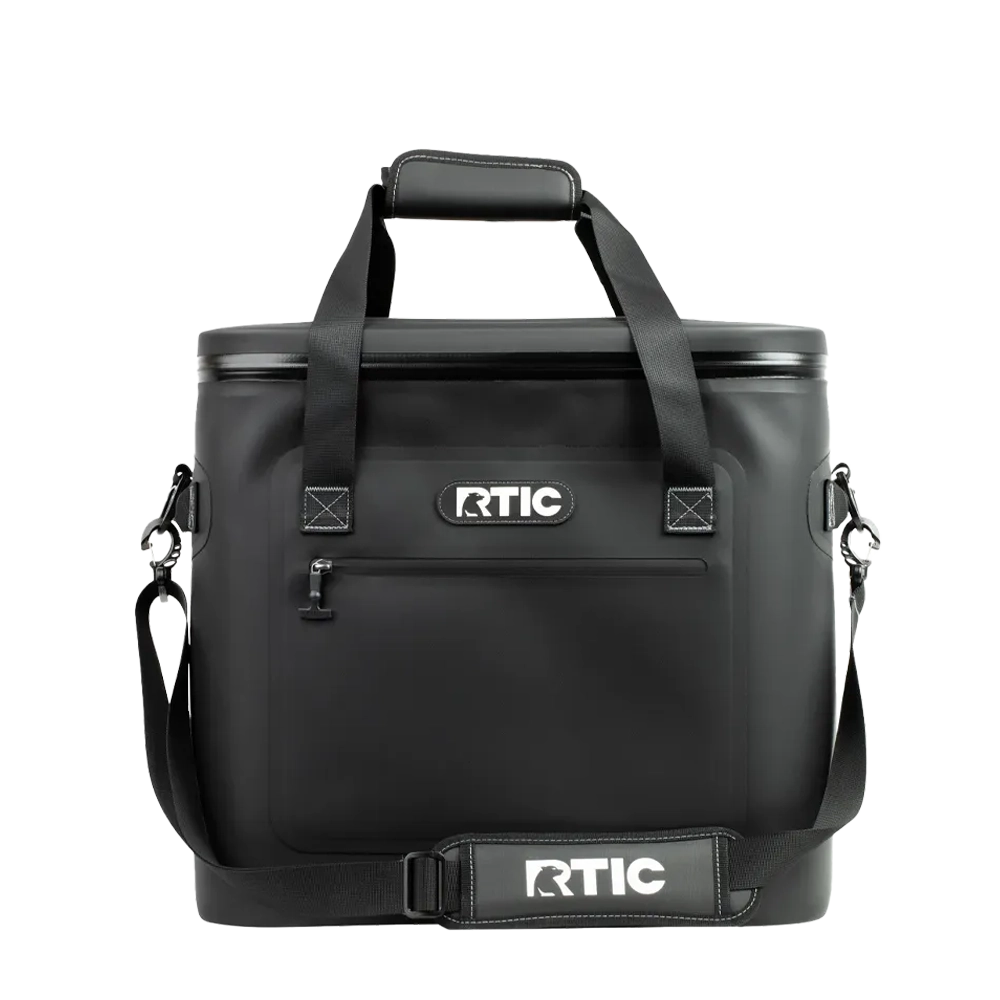 Front customization side of the RTIC Ultra Tough Soft Cooler 50 Can in Black 