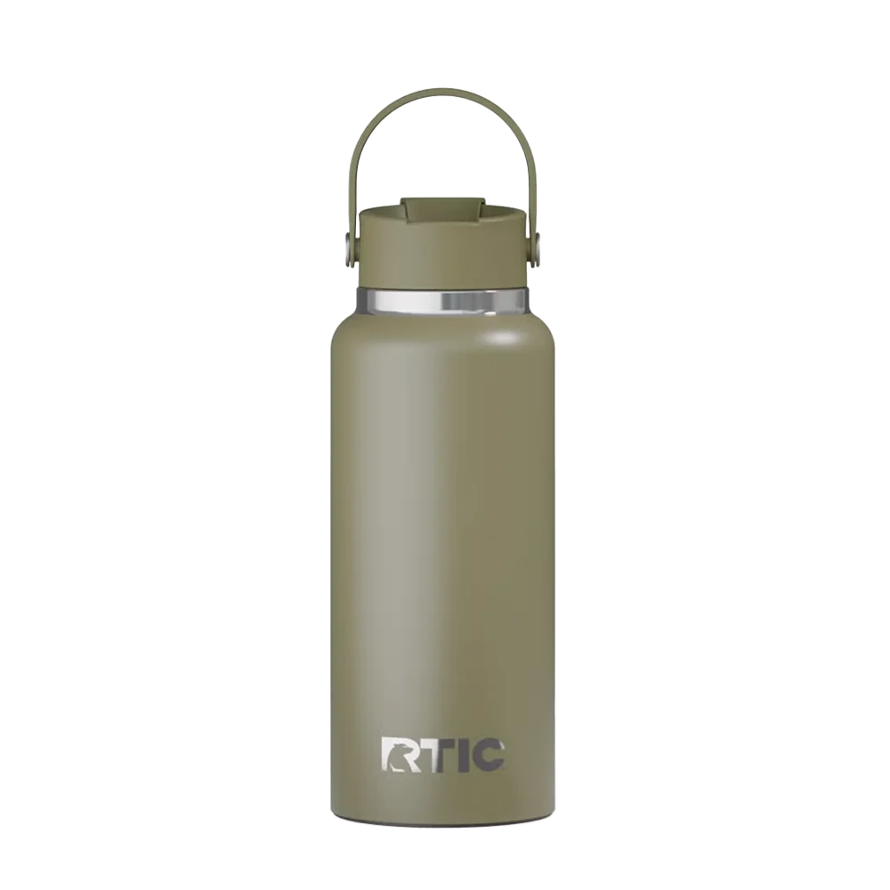Back customization side of the RTIC Outback Bottle 32 oz in Olive 