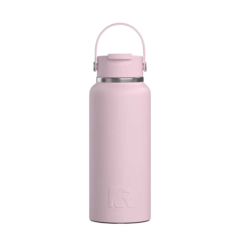 Front customization side of the RTIC Outback Bottle 32 oz in Pale Pink 
