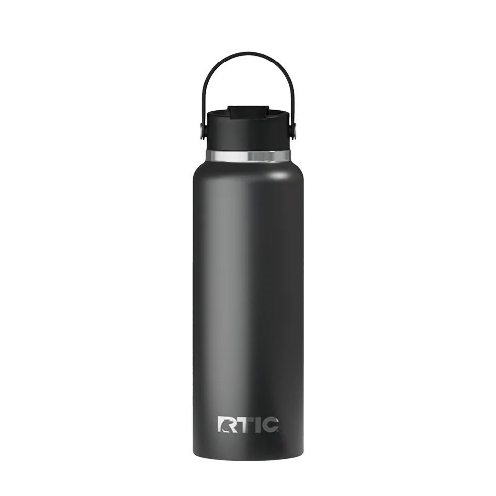 Back customization side of the RTIC Outback Bottle 40 oz in Black 