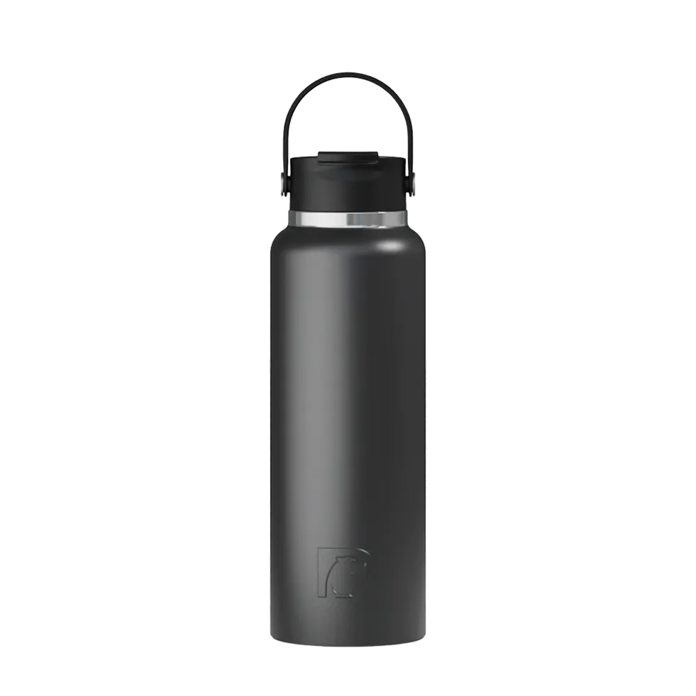 Front customization side of the RTIC Outback Bottle 40 oz in Black 