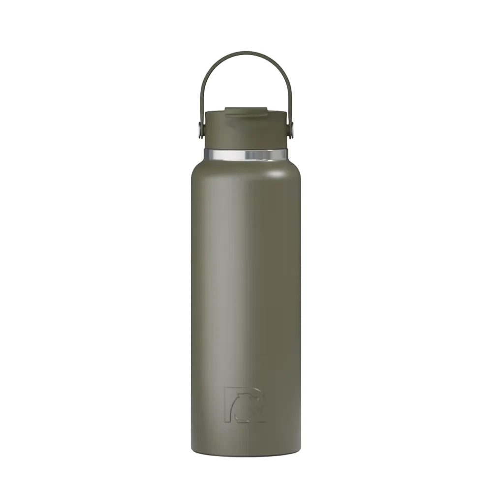 Front customization side of the RTIC Outback Bottle 40 oz in Olive 