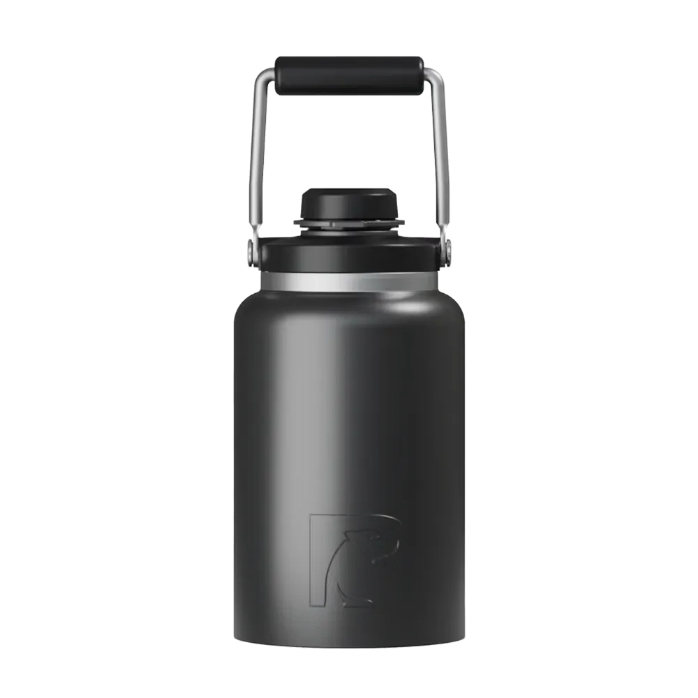 Front customization side of the RTIC Outback Jug Half Gallon in Black 