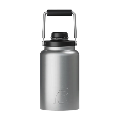 Front customization side of the RTIC Outback Jug Half Gallon in Stainless Steel 