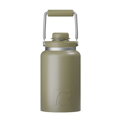 Front customization side of the RTIC Outback Jug Half Gallon in Olive 