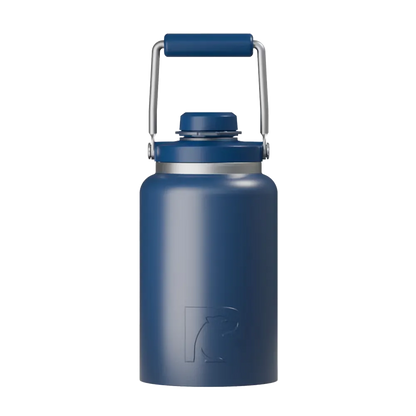 Front customization side of the RTIC Outback Jug Half Gallon in Navy 