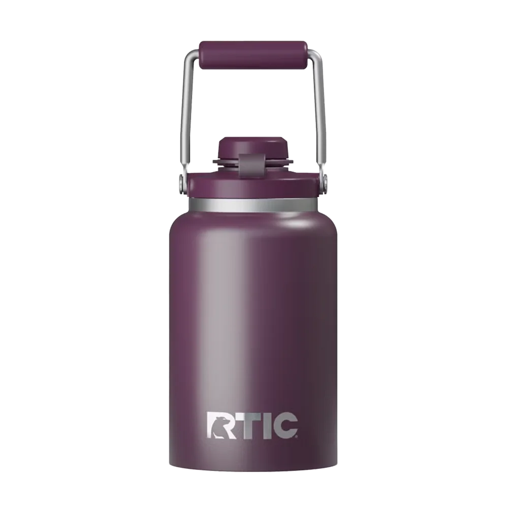 Back customization side of the RTIC Outback Jug Half Gallon in Plum 