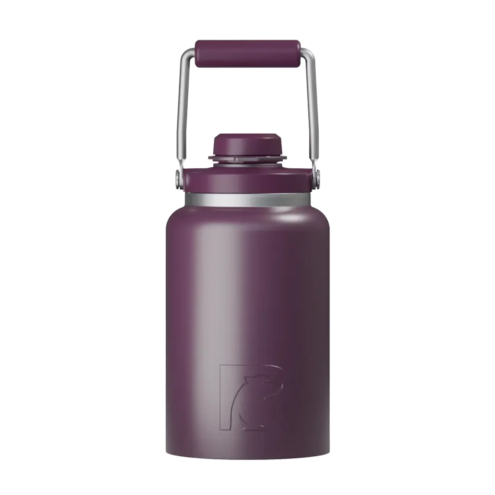 Front customization side of the RTIC Outback Jug Half Gallon in Plum 