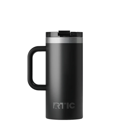 Back customization side of the RTIC Road Trip Travel Mug 16 oz in Black 